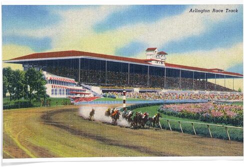 Lantern Press 24x36 Inch Giclee Art Print Wall Decor, Arlington Heights, Illinois, Horse Race at Arlington Race Track, Vintage Advertisement in Saudi Arabia