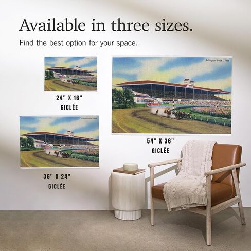 Lantern Press 24x36 Inch Giclee Art Print Wall Decor, Arlington Heights, Illinois, Horse Race at Arlington Race Track, Vintage Advertisement in Saudi Arabia