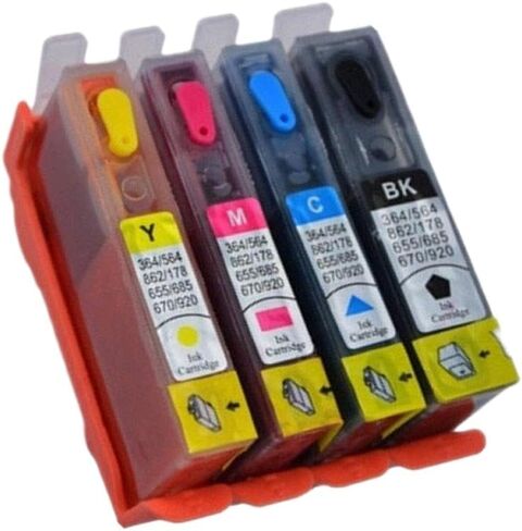 خرطوشة حبر رقاقة دائمة قابلة لإعادة الملء 364XL 364 XL متوافقة مع طابعة 5520 5524 6510 6520 7510 B109 B110 B209 B210 C309 (مجموعة واحدة (4 قطعة)) in Saudi Arabia