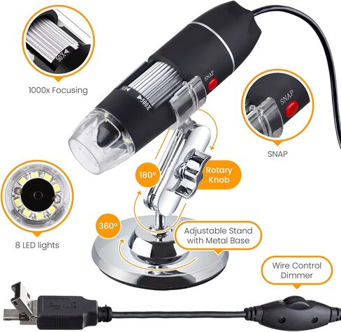 AmScope - مجهر مركب ثنائي العينين 40X-2500X LED مع مسرح ثلاثي الأبعاد، وكاميرا رقمية بدقة 5 ميجابكسل، ومجموعة شرائح جاهزة مكونة من 50 قطعة، ومجموعة ملاقط دقيقة مكونة من 3 قطع - VB-B120C-PRO in Kuwait