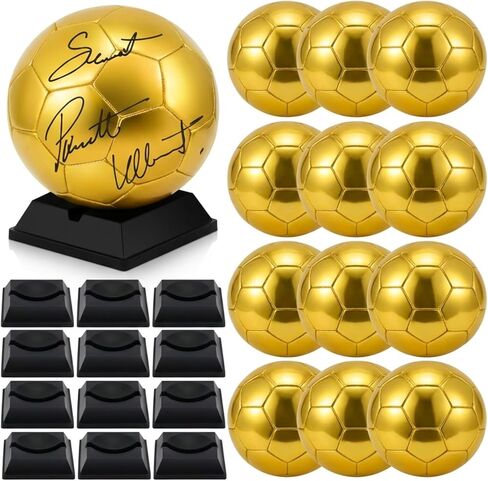 Hiboom 4 Pcs Gold Autograph Soccer Ball with Display Stand Air Pump for Trophies Anniversary High School College Coaching Gift Awards Championship Party in Kuwait