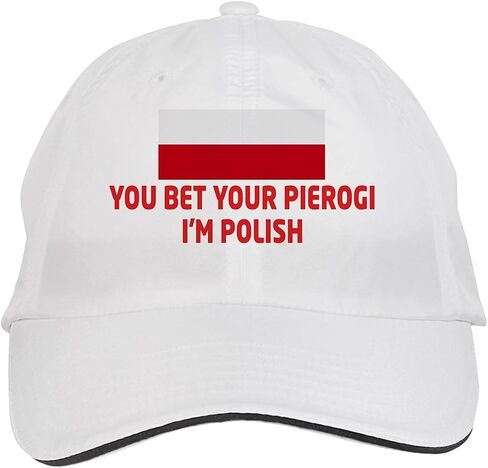 Makoroni - قبعة You Beet Your Pierogi I'm Polish بولندا البولندية قابلة للتعديل، DesU24 باللون الأبيض in Kuwait