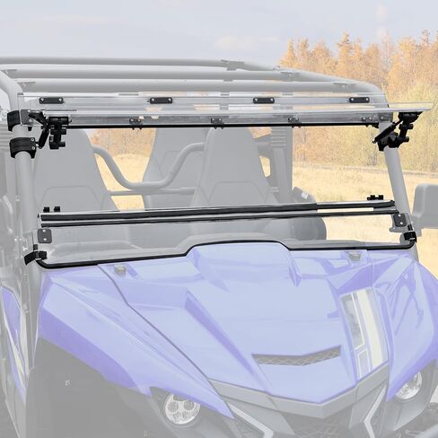 زجاج أمامي قابل للطي 3 في 1 لملحقات Yamaha Wolverine X2 / X4 850 2018-2020، نافذة زجاجية مقاومة للخدش مطلية بطبقة صلبة 1/5 بوصة بولي قابلة للطي بالكامل من الأمام يمكن فتحها وتهويتها ومغلقة in Saudi Arabia