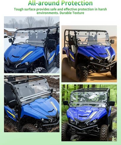 زجاج أمامي قابل للطي 3 في 1 لملحقات Yamaha Wolverine X2 / X4 850 2018-2020، نافذة زجاجية مقاومة للخدش مطلية بطبقة صلبة 1/5 بوصة بولي قابلة للطي بالكامل من الأمام يمكن فتحها وتهويتها ومغلقة in Saudi Arabia