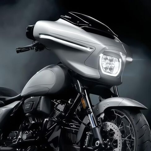 زجاج أمامي مموج للدراجات النارية مقاس 7 بوصة مناسب لدراجة Harley CVO Street Glide FLHXSE 2023-2024 وFLHXS 2023، Street Glide FLHX 2024 (أسود) in Kuwait