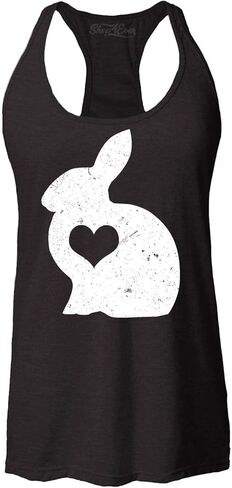 Easter Bunny Rabbit with Heart Cute Spring Women's Racerback Tank Top Slim Fit in Saudi Arabia