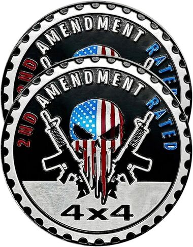 2 PCS Car Emblem, 4 x 4 Metal Automotive Badge, 3D Round Metal Car Badges Emblems, Car Badge Decals Stickers Compatible with Jeep Wrangler Vehicles Trucks SUV RV (2NG AMENDMENT) in Kuwait