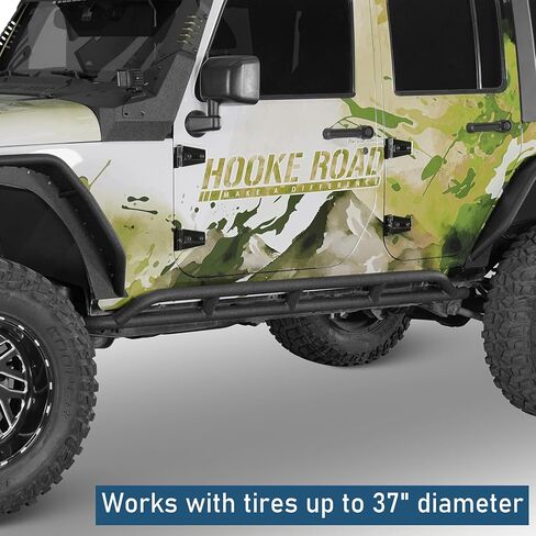 Hooke Road Wrangler JK Rock Slider Nerf Bars Side Protection Rails for 2007-2018 Jeep Wrangler JK Unlimited 4 Door - A Pair in Saudi Arabia