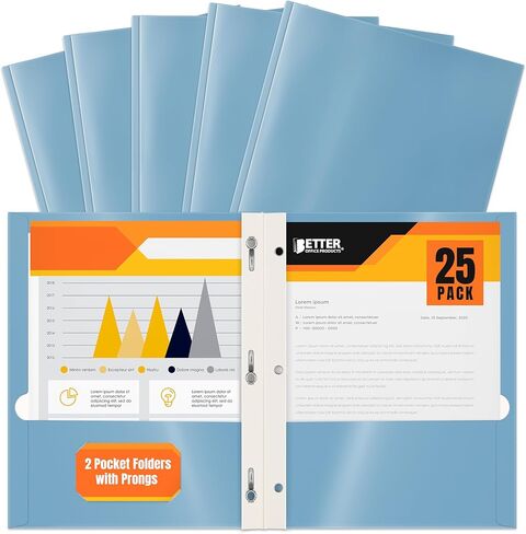 Better Office Products 25-Pack Glossy Purple Paper Folders with Prongs, Letter Size, 8.5 x 11-Inch in Saudi Arabia