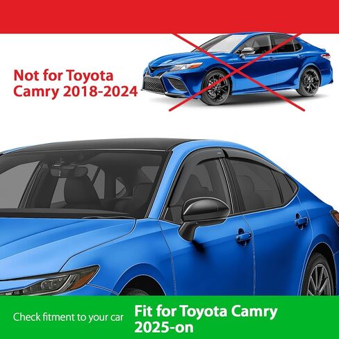 Goodyear Shatterproof Window Deflectors for Toyota Camry 2025-2026 Sedan, Tape-on Rain Guards, Window Visors, Vent Deflector Visor, Car Accessories, 4 pcs. - GY008797 in Kuwait