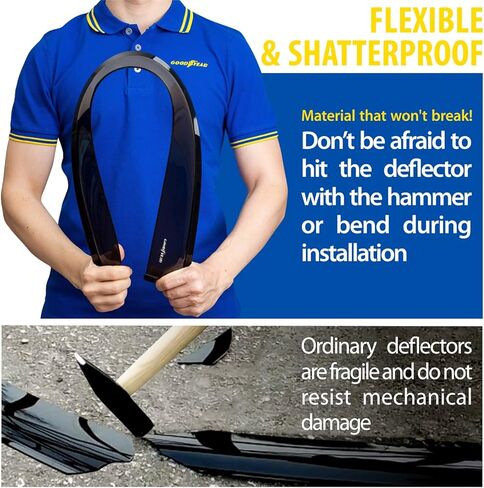 Goodyear Shatterproof Window Deflectors for Toyota Camry 2025-2026 Sedan, Tape-on Rain Guards, Window Visors, Vent Deflector Visor, Car Accessories, 4 pcs. - GY008797 in Kuwait