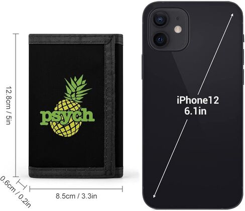 محفظة Psych Pineapple ثلاثية الطي من البوليستر، حامل بطاقات شخصي مع سحاب للرجال والنساء مقاس واحد in Saudi Arabia