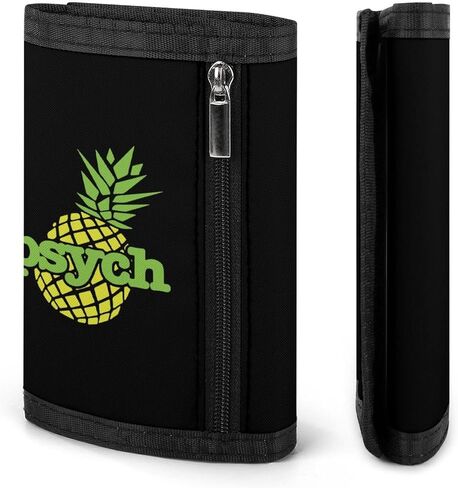 محفظة Psych Pineapple ثلاثية الطي من البوليستر، حامل بطاقات شخصي مع سحاب للرجال والنساء مقاس واحد in Saudi Arabia