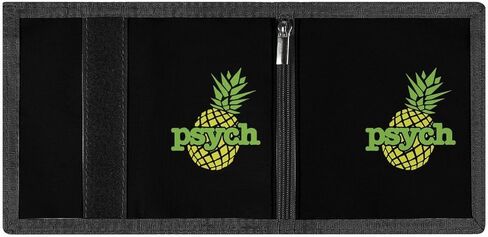 محفظة Psych Pineapple ثلاثية الطي من البوليستر، حامل بطاقات شخصي مع سحاب للرجال والنساء مقاس واحد in Saudi Arabia