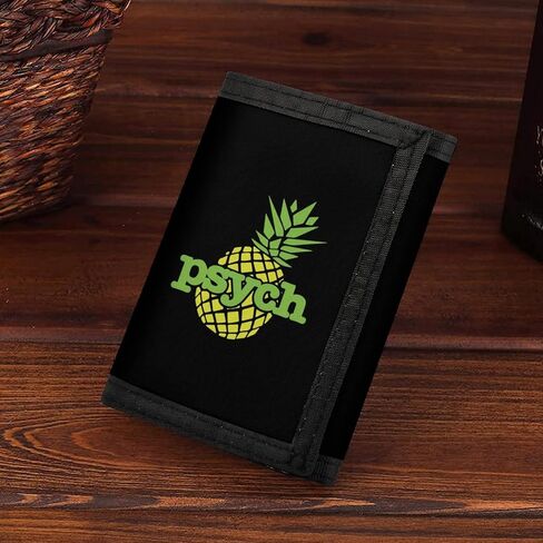 محفظة Psych Pineapple ثلاثية الطي من البوليستر، حامل بطاقات شخصي مع سحاب للرجال والنساء مقاس واحد in Saudi Arabia