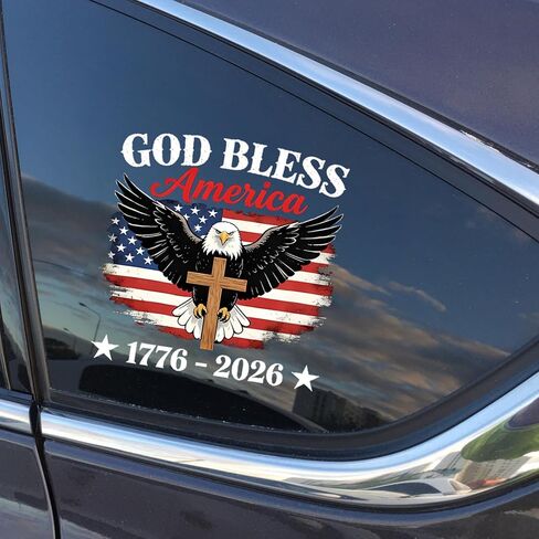 1 Sheet 250th Anniversary Car Sticker, American Eagle Badge Stickers, Patriotic Vinyl Car Decal, 1776-2026 Waterproof Bumper Sticker for Car Windows, Truck, SUV, 4th of July Patriotic Decorations in Kuwait