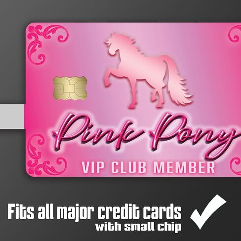 غطاء ملصق جلدي لبطاقة الائتمان مكون من قطعتين - عضو Vip Pony Pink مضحك - ملصقات فينيل متينة للبطاقات in Kuwait