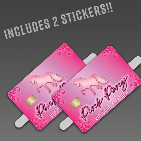 غطاء ملصق جلدي لبطاقة الائتمان مكون من قطعتين - عضو Vip Pony Pink مضحك - ملصقات فينيل متينة للبطاقات in Kuwait