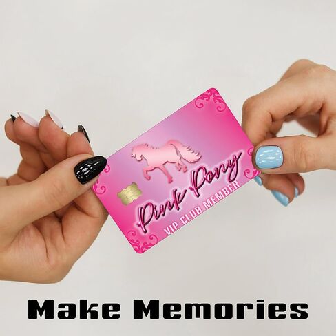 غطاء ملصق جلدي لبطاقة الائتمان مكون من قطعتين - عضو Vip Pony Pink مضحك - ملصقات فينيل متينة للبطاقات in Kuwait
