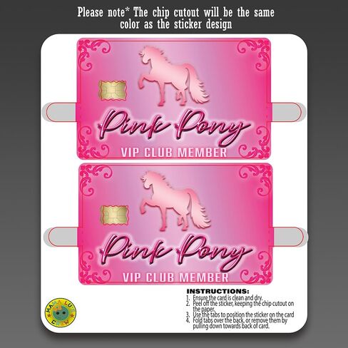 غطاء ملصق جلدي لبطاقة الائتمان مكون من قطعتين - عضو Vip Pony Pink مضحك - ملصقات فينيل متينة للبطاقات in Kuwait