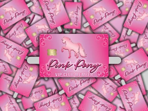 غطاء ملصق جلدي لبطاقة الائتمان مكون من قطعتين - عضو Vip Pony Pink مضحك - ملصقات فينيل متينة للبطاقات in Kuwait