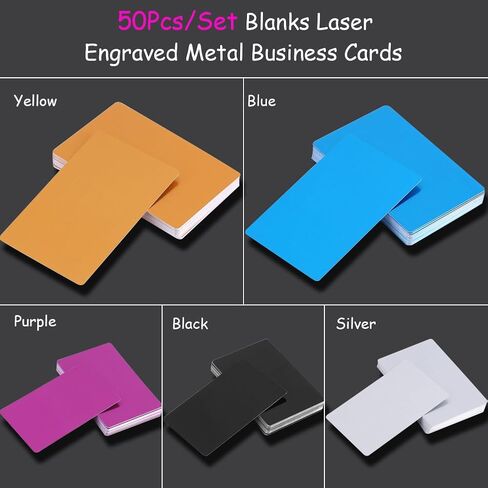 Metal Business Cards, Aluminum Alloy, Blank Engraved, 86x54mm, 50 Pieces, Multiple Colors Available in Saudi Arabia
