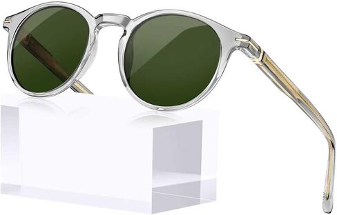 نظارة شمسية كاناستال صغيرة مستقطبة من الأسيتات للنساء والرجال، دائرية كلاسيكية بالأشعة فوق البنفسجية 400، أنيقة ومتينة، تتضمن حافظة من جلد البولي يوريثان in Kuwait