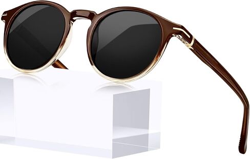 KANASTAL Small Acetate Polarized Sunglasses for Women and Men, Retro Round UV400 Stylish & Durable, PU Leather Case Included in Saudi Arabia