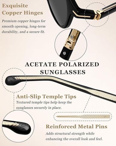 KANASTAL Small Acetate Polarized Sunglasses for Women and Men, Retro Round UV400 Stylish & Durable, PU Leather Case Included in Saudi Arabia