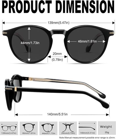 KANASTAL Small Acetate Polarized Sunglasses for Women and Men, Retro Round UV400 Stylish & Durable, PU Leather Case Included in Saudi Arabia