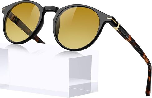 KANASTAL Small Acetate Polarized Sunglasses for Women and Men, Retro Round UV400 Stylish & Durable, PU Leather Case Included in Saudi Arabia