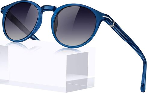 KANASTAL Small Acetate Polarized Sunglasses for Women and Men, Retro Round UV400 Stylish & Durable, PU Leather Case Included in Saudi Arabia