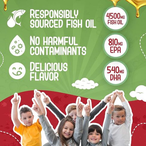 Maxi Omega-3 for Kids - Omega 3 Fish Oil Liquid for Kids with DHA and EPA Fatty Acids - Natural Fruity Burst Flavor - Kosher Certified - Made in USA Childrens DHA Kids Fish Oil Supplement, 8 fl. Oz. in Kuwait
