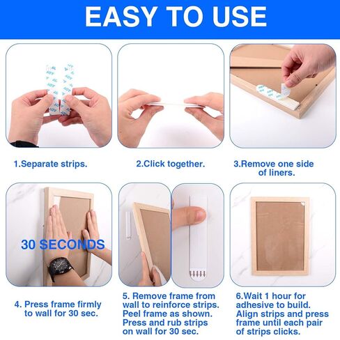 ADY Picture Hanging Strips Heavy Duty 40Pairs，Damage Free Removable Picture Hangers, Refill Adhesive Strips for Rent Room, Hook and Loop Strips Mounting Tape for Painted Wall in Saudi Arabia