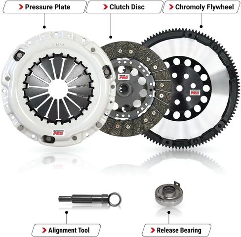 CMP Stage 2R Clutch Kit with Chromoly Flywheel Fits Dodge 1993-94 Colt, Eagle 1992-98 Talon TSi, Mitsubishi 1992-99 Eclipse Spyder GST GS Galant, Plymouth 1992-94 Colt Laser RS 2.0L 2.4L 4cyl in Saudi Arabia