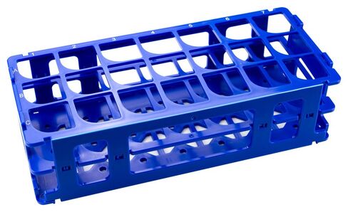 Caplugs Evergreen 240-3204-B8SI Test Tube Rack. for 30 mm Tubes, 21 Places, Polypropylene, Blue in Kuwait