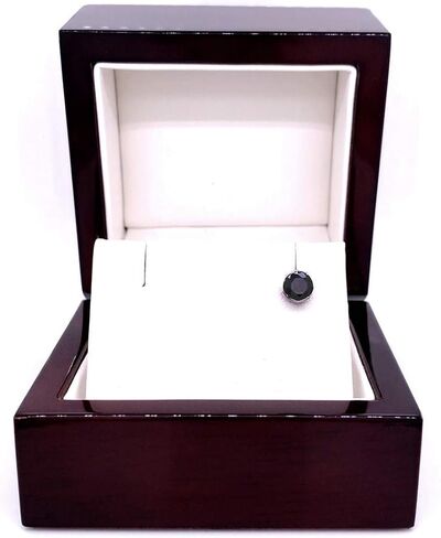 Diamond Wish 1/2 Carat Black Diamond Round Single Stud Earring in 14k White Gold Bezel Set Screw Back in Saudi Arabia