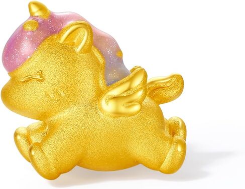 24K Solid Gold Charm Bracelet Horse Bracelets Enamel Pegasus Charms Colorful Braided Cord Cute Gold Jewelry for Women Daughter Gifts New Year Birthday 16+6cm/6.3+2.36" A1715704 in Saudi Arabia