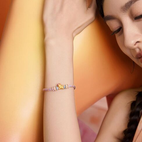 24K Solid Gold Charm Bracelet Horse Bracelets Enamel Pegasus Charms Colorful Braided Cord Cute Gold Jewelry for Women Daughter Gifts New Year Birthday 16+6cm/6.3+2.36" A1715704 in Saudi Arabia
