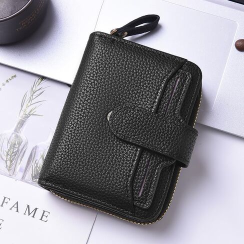 Women's Wallet with Clear Windows - 9 Card Slots, 3 Bill Compartments & Zipper Pocket, PU, 12x9cm (Black, Pink, White, Blue, Red) (Red) in Saudi Arabia
