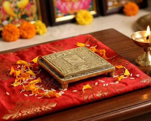 eSplanade Brass Pooja Mandir Chowki God's Stool - Puja Articles - 2.6" Inches (Very Small) in Saudi Arabia
