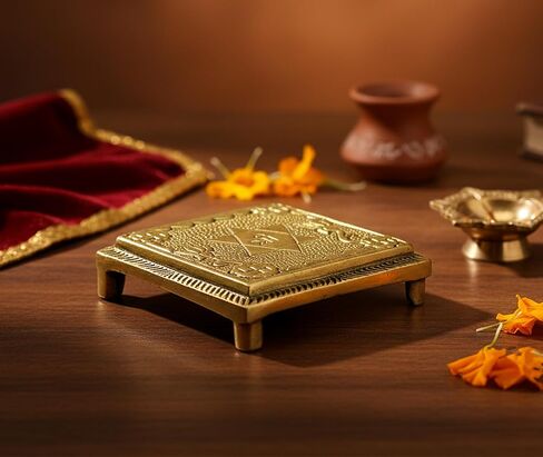eSplanade Brass Pooja Mandir Chowki God's Stool - Puja Articles - 2.6" Inches (Very Small) in Saudi Arabia