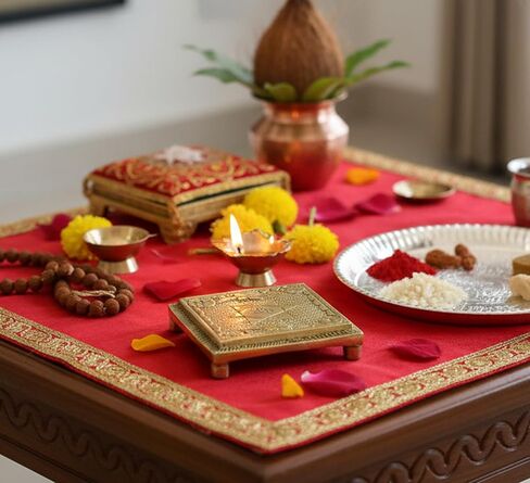 eSplanade Brass Pooja Mandir Chowki God's Stool - Puja Articles - 2.6" Inches (Very Small) in Saudi Arabia