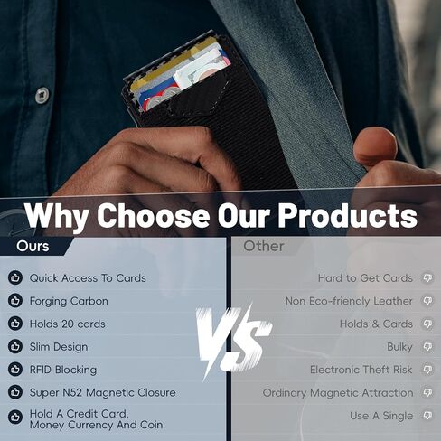 Wallet for Men Wallet with Slim Pop Up Card Holder 9-20 Cards, Mens Wallet Card Holder Smart Card Wallet, Metal Aluminum Credit Card Holder Bifold Wallet in Saudi Arabia