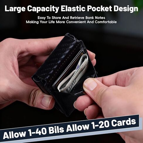 Wallet for Men Wallet with Slim Pop Up Card Holder 9-20 Cards, Mens Wallet Card Holder Smart Card Wallet, Metal Aluminum Credit Card Holder Bifold Wallet in Saudi Arabia