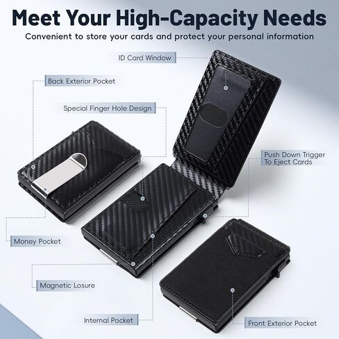 Wallet for Men Wallet with Slim Pop Up Card Holder 9-20 Cards, Mens Wallet Card Holder Smart Card Wallet, Metal Aluminum Credit Card Holder Bifold Wallet in Saudi Arabia