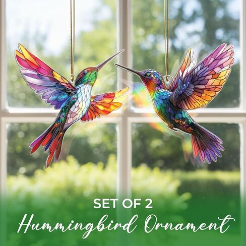 زخرفة الطائر الطنان، زخرفة الزجاج الملون الطائر الطنان، زينة عيد الميلاد، ديكور عيد الميلاد، الحلي لشجرة عيد الميلاد in Kuwait