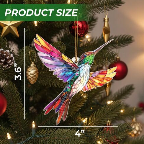 زخرفة الطائر الطنان، زخرفة الزجاج الملون الطائر الطنان، زينة عيد الميلاد، ديكور عيد الميلاد، الحلي لشجرة عيد الميلاد in Kuwait