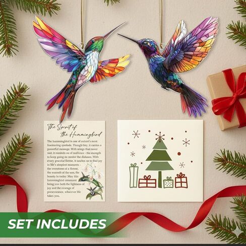 زخرفة الطائر الطنان، زخرفة الزجاج الملون الطائر الطنان، زينة عيد الميلاد، ديكور عيد الميلاد، الحلي لشجرة عيد الميلاد in Kuwait