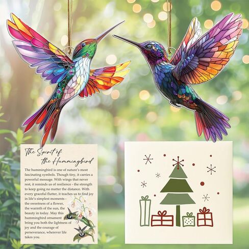 زخرفة الطائر الطنان، زخرفة الزجاج الملون الطائر الطنان، زينة عيد الميلاد، ديكور عيد الميلاد، الحلي لشجرة عيد الميلاد in Kuwait